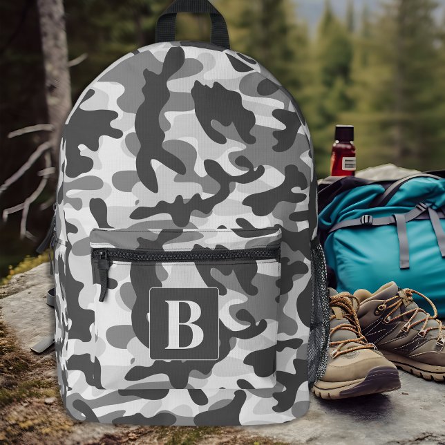 Mochila Impresa Camuflaje de monograma moderno personalizado con n (Subido por el creador)