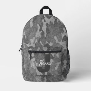 Mochila Impresa Camuflaje de plata y peltre con monograma brillant