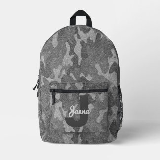 Mochila Impresa Camuflaje de plata y peltre con monograma brillant