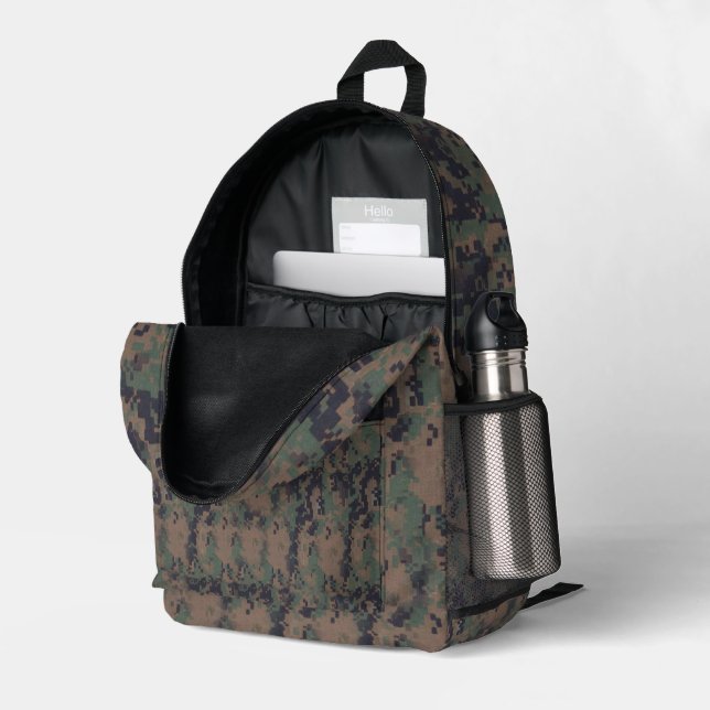 Mochila Impresa Camuflaje digital verde bosque (Esquina trasera derecha (abierta))