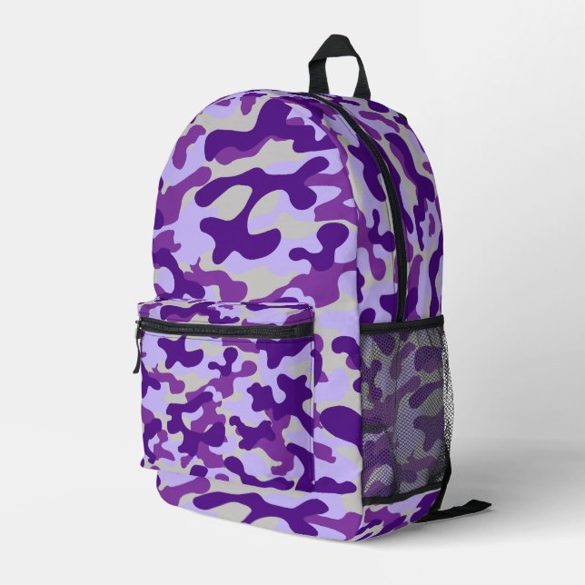 Mochila Impresa Camuflaje gris morado (Esquina derecha trasera )