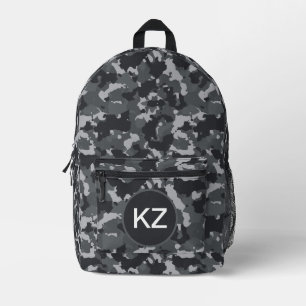 Mochila Impresa Camuflaje gris negro urbano Iniciales
