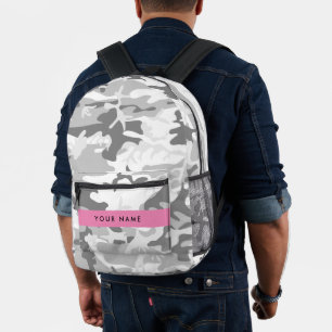 Mochila Impresa Camuflaje Gris Nieve de Invierno Personaliza tu no