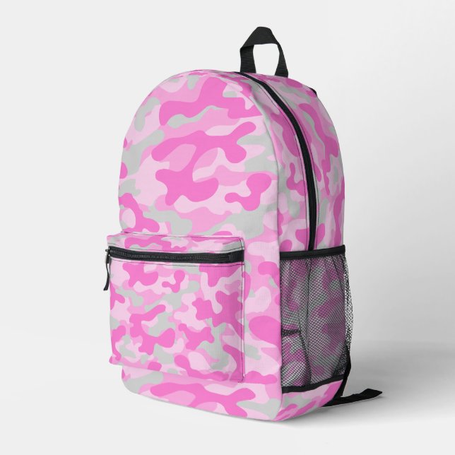 Mochila Impresa Camuflaje gris rosa (Esquina derecha trasera )