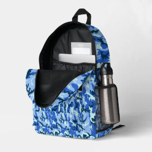 Mochila Impresa Camuflaje Militar Azul Bosque