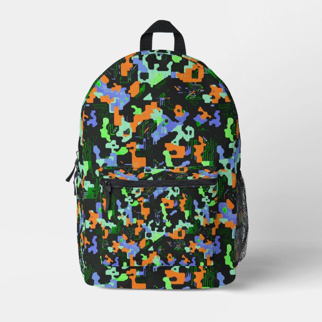 Mochila Impresa Camuflaje neón vibrante (Anverso)