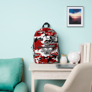 Mochila Impresa Camuflaje rojo y gris, ejército