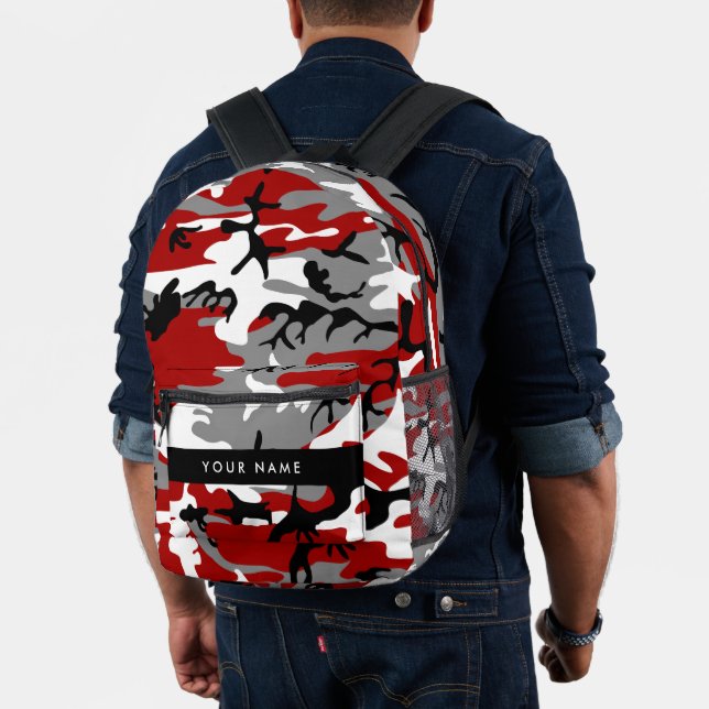 Mochila Impresa Camuflaje rojo y gris Tu nombre Personaliza (Insitu (Modelo))
