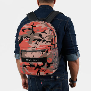 Mochila Impresa Camuflaje rojo y marrón Tu nombre Personaliza
