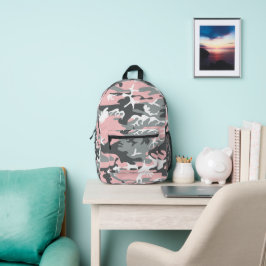 Mochila Impresa Camuflaje rosa y gris, ejército, ejército