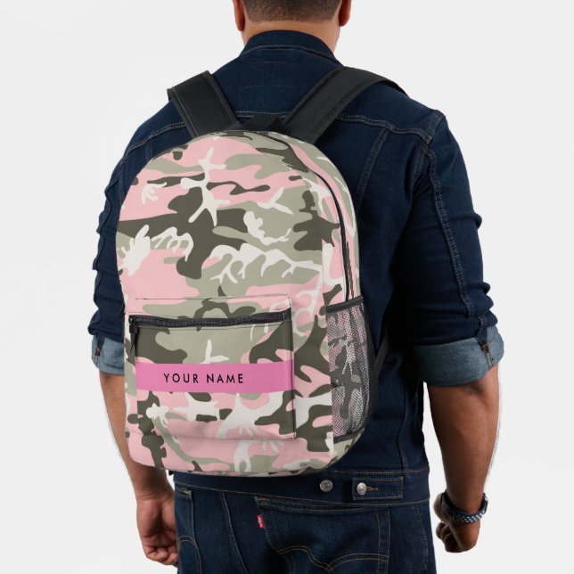 Mochila Impresa Camuflaje rosa y verde Tu nombre Personaliza (Insitu (Modelo))