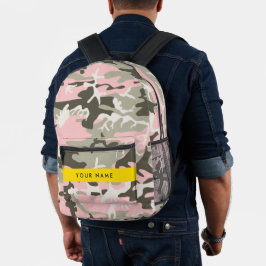 Mochila Impresa Camuflaje rosa y verde Tu nombre Personaliza