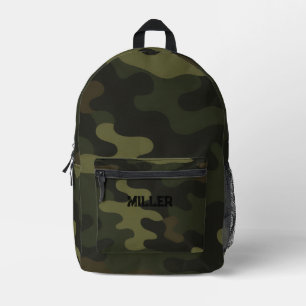 Mochila Impresa Camuflaje Verde Terroso Marrones Acentos Negros Mo