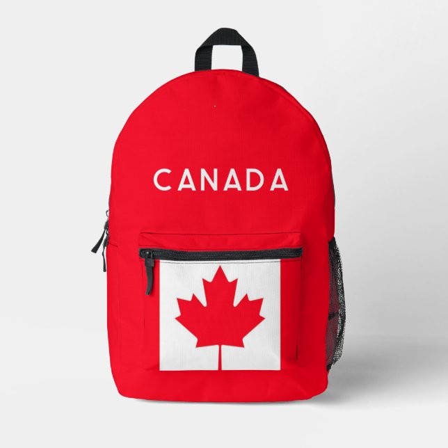 Mochila Impresa CANADA. Bandera de hoja de arce canadiense. Patrió (Anverso)