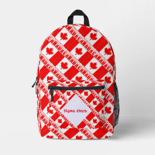 Mochila Impresa Canadá y Bandera Canadiense Baldosa Roja Personali