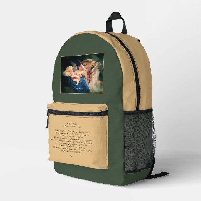 Mochila Impresa Canción de ángeles con la oración de las madres (Esquina derecha trasera )