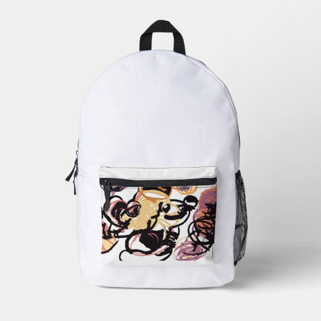 Mochila Impresa Caniche entre flores (Anverso)