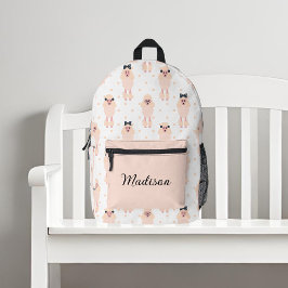 Mochila Impresa Caniches Lindos con Lazos Nombre Personalizado