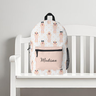 Mochila Impresa Caniches Lindos con Lazos Nombre Personalizado