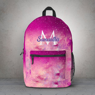 Mochila Impresa Caprichoso monograma brillante con ombre de rosa f