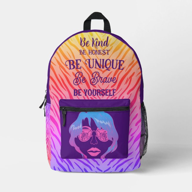 Mochila Impresa Cara de Bonito Inspiradora multicolor (Anverso)