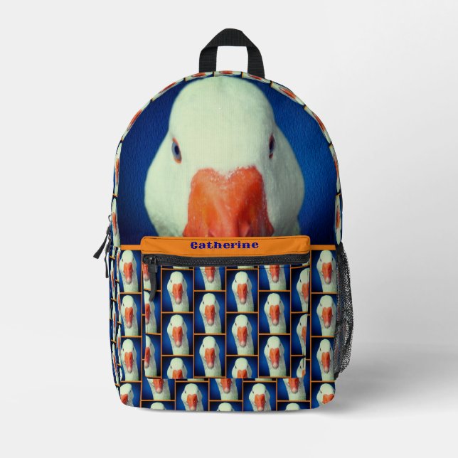 Mochila Impresa Cara de ganso blanco suave personalizada (Anverso)