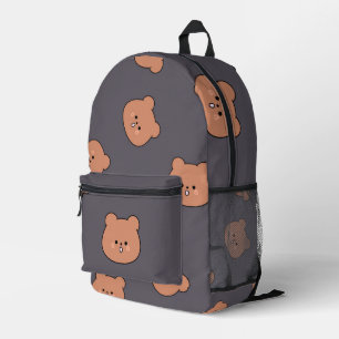 Mochila Impresa Cara de Osito de Peluche Marrón Adorable Patrón Az