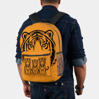 Mochila Impresa Cara de tigre gráfico naranja