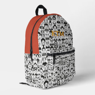 Mochila Impresa Caras de Doodle en Blanco y Negro Monograma Terrac