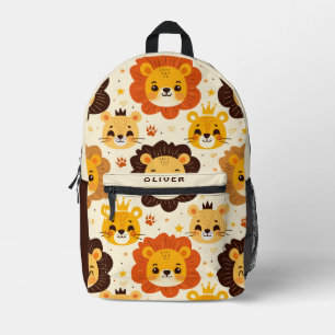 Mochila Impresa Caras de León de Dibujos Animados Adorables
