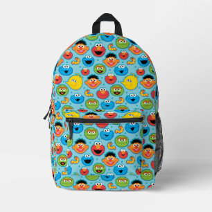 Mochila Impresa Caras de Sesame Street en azul