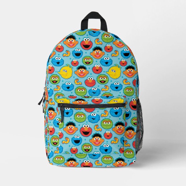 Mochila Impresa Caras de Sesame Street en azul (Anverso)
