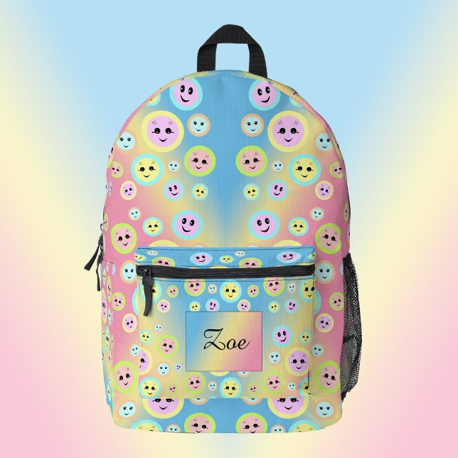 Mochila Impresa Caras felices en pastel - niños lindos y personali (Subido por el creador)