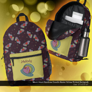 Mochila Impresa Cardilla arcoiris de corazón musical nombre amaril