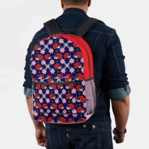 Mochila Impresa Cariñosa mariquita kawaii Patrón floral sin costur