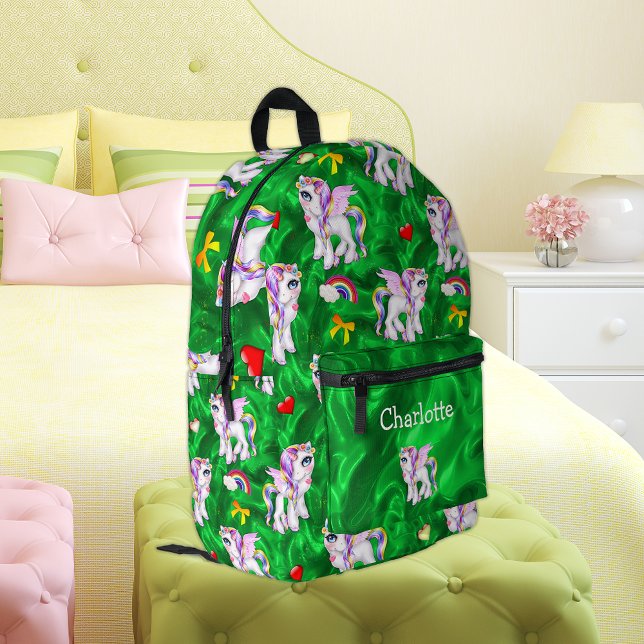 Mochila Impresa Carne encantada: Unicornio sueña verde (Subido por el creador)