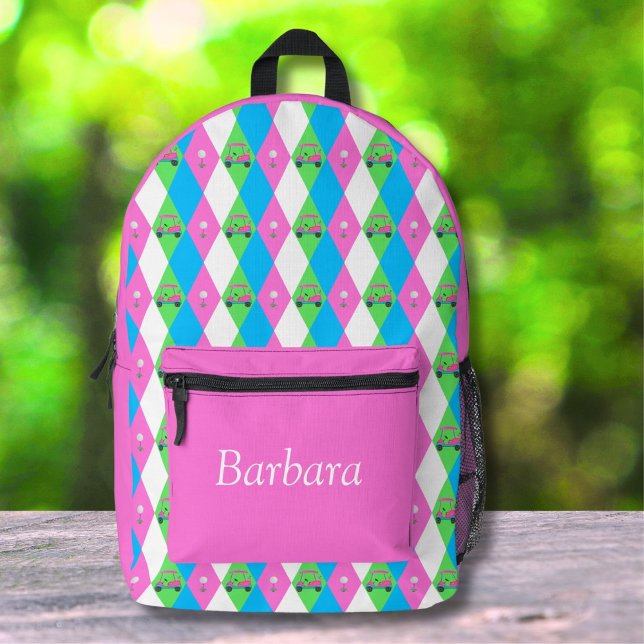 Mochila Impresa Carro de golf Diamond con patrón de bola de golf (Subido por el creador)