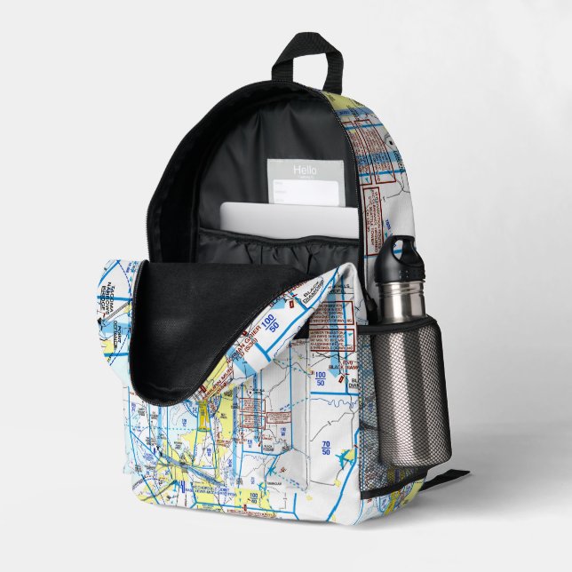 Mochila Impresa Carta de Aviación (Esquina trasera derecha (abierta))