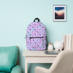 Mochila Impresa Cartera Holográfica Púrpura