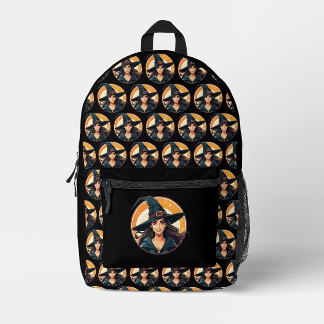 Mochila Impresa Cartoon halloween witch portrait (Anverso)