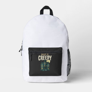 Mochila Impresa Casa Embrujada Diseño de Halloween Espeluznante_1