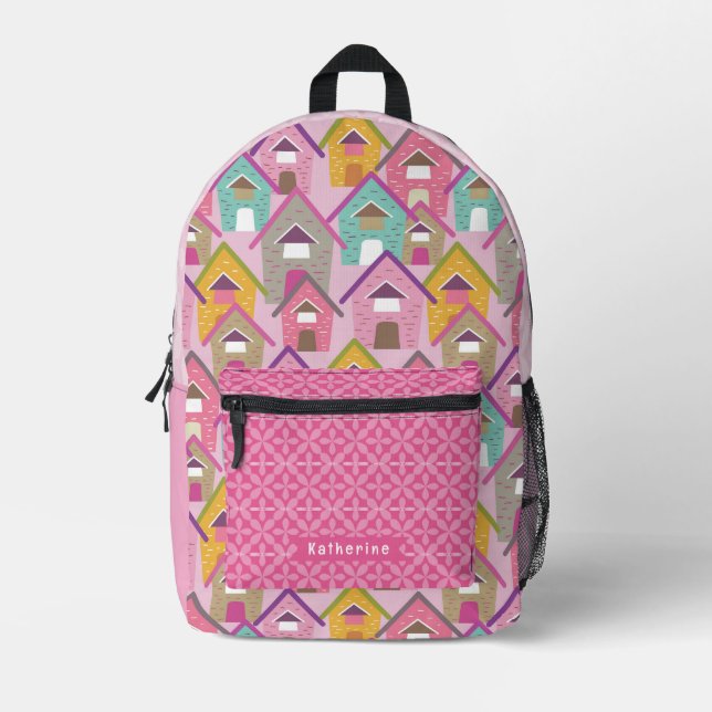 Mochila Impresa Casas rosadas (Anverso)