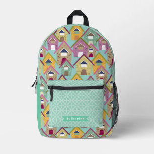 Mochila Impresa Casas Verde azuladas