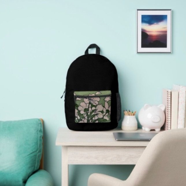 Mochila Impresa Cascada de Flor de Rosa (Backpack — 100% polyester, black laminated lining 100% cotton web hand. Made in the USA.

)