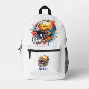 Mochila Impresa Casco de fútbol motivacional inspirador Nombre