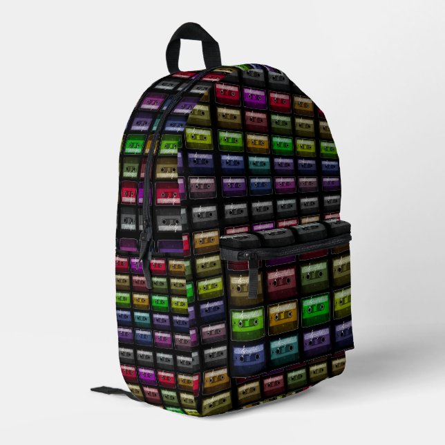 MOCHILA IMPRESA CASSETTE TAPES RETRO MÚSICO LOVER (Esquina izquierda trasera)