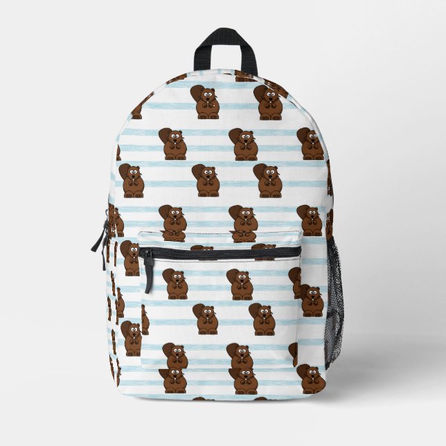 Mochila Impresa castor en franjas azules (Anverso)