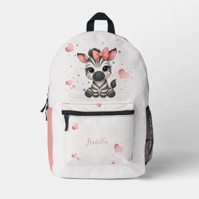 Mochila Impresa Cebra pequeña adorable (Anverso)