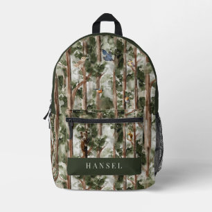 Mochila Impresa Cedar Forest Bear Squirrel Aves