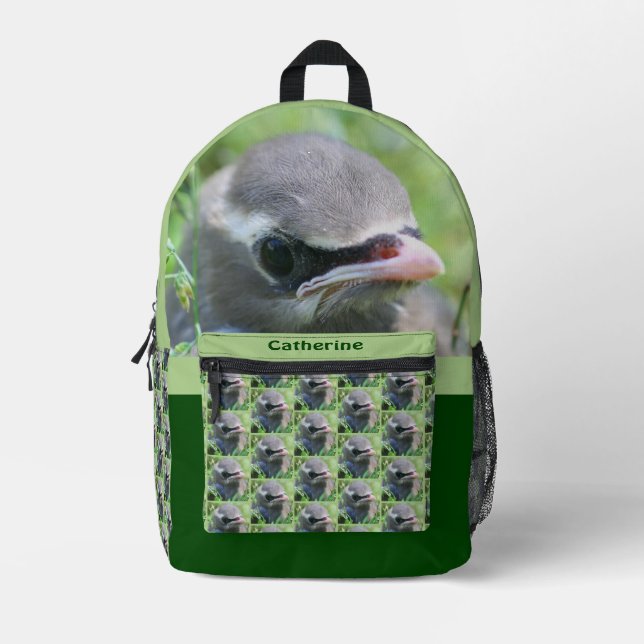 Mochila Impresa Cedar Waxwing Fledglglgling Bird Personalizada (Anverso)